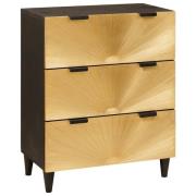 vidaXL Sideboard Svart och Guld 60 x 33 x 75 cm massivt mangoträ