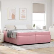 vidaXL Sängram med madrass Rosa 200 x 200 cm Sammet