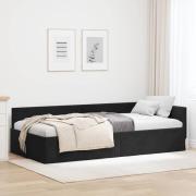vidaXL Hörn Sängram med huvudgavel Svart 90 cm x 200 cm Sammet