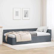 vidaXL Hörn Sängram med huvudgavel Mörkgrå 100 cm x 200 cm Sammet