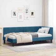 vidaXL Hörn Sängram med huvudgavel Blå 90 cm x 200 cm Sammet