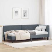 vidaXL Hörn Sängram med huvudgavel Mörkgrå 100 cm x 200 cm Sammet