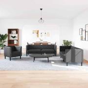 vidaXL Soffset 3 pcs Svart 194 x 74.5 x 70.5 cm Konstläder