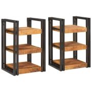vidaXL Sängbord 2 pcs Brun och svart 38 x 33 x 58 cm Massivt mangoträ