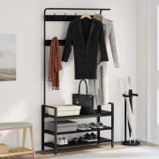 vidaXL Klädhängare med hylla Svart ek 95 x 34 x 184 cm Konstruerat trä