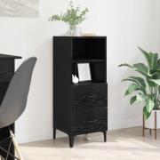 vidaXL Sideboard med låda Svart ek 34 x 34.5 x 90 cm Konstruerat trä