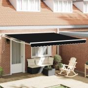 vidaXL Utfällbar markis Svart 400 × 300 cm Polyester