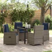 vidaXL Trädgårdsmöbelset 5 pcs Grå Poly rattan