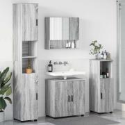 vidaXL Badrumsmöbelset Väggmonterad 4 pcs Grå sonoma 61 x 35 x 64 cm