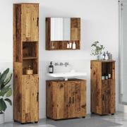 vidaXL Badrumsmöbelset Väggmonterad 4 pcs Gammalt trä 61 x 35 x 64 cm