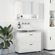vidaXL Badrumsmöbelset med låda 2 pcs Vit högglans 76.5 x 35 x 64 cm