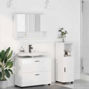 vidaXL Badrumsmöbelset med låda 3 pcs Vit högglans 76.5 x 35 x 64 cm