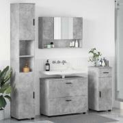 vidaXL Badrumsmöbelset med låda 4 pcs Betonggrå 30 x 35 x 192 cm