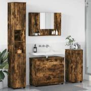 vidaXL Badrumsmöbelset med låda 4 pcs Rökfärgad ek 30 x 35 x 192 cm