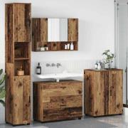 vidaXL Badrumsmöbelset med låda 4 pcs Gammalt trä 30 x 35 x 192 cm