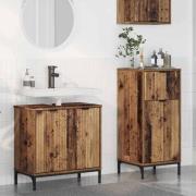 vidaXL Badrumsmöbelset med låda 2 pcs Gammalt trä 39,5 x 36 x 88 cm