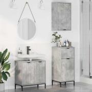 vidaXL Badrumsmöbelset med låda 3 pcs Betonggrå 39,5 x 36 x 88 cm