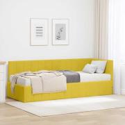 vidaXL Hörn Sängram med madrass med huvudgavel Gul 80 x 200 cm Sammet