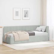 vidaXL Hörn Sängram med huvudgavel Ljusgrå 80 cm x 200 cm Sammet
