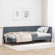 vidaXL Hörn Sängram med huvudgavel Mörkgrå 90 cm x 200 cm Sammet