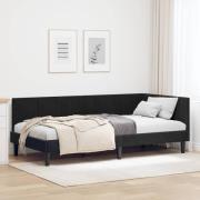 vidaXL Hörn Sängram med huvudgavel Svart 90 cm x 200 cm Sammet