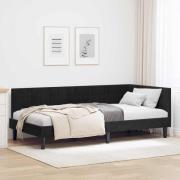 vidaXL Hörn Sängram med huvudgavel Svart 100 cm x 200 cm Sammet