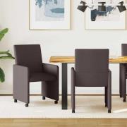 vidaXL Matstolar med hjul 2 pcs Mörkbrun 57 x 66 x 94 cm tyg