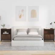vidaXL Sängbord med låda 2 pcs brun ek 49 x 36 x 61 cm Konstruerat trä