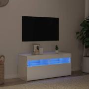 vidaXL TV-bänk med LED-belysning vit högglans 90x35x40 cm