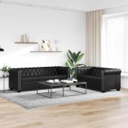 vidaXL Chesterfield 2-sits och 3-sits konstläder svart