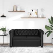 vidaXL Chesterfield 2-sits konstläder svart