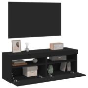vidaXL TV-bänk med LED-belysning 2 delar svart 60x35x40 cm