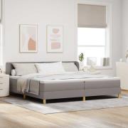 vidaXL Bäddfjäder med madrass med huvudgavel Taupe 200 x 200 cm tyg