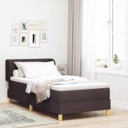 vidaXL Bäddfjäder med madrass med huvudgavel Mörkbrun 90 x 190 cm tyg