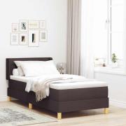 vidaXL Bäddfjäder med madrass med huvudgavel Mörkbrun 190 x 90 cm tyg
