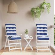 vidaXL Stolsdynor med låg rygg 2 st blå&vit randig oxfordtyg