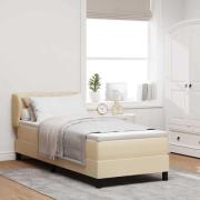 vidaXL Bäddfjäder med madrass med huvudgavel Kräm 80 x 200 cm tyg