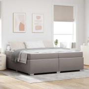 vidaXL Sängram med madrass Taupe 200 x 200 cm tyg