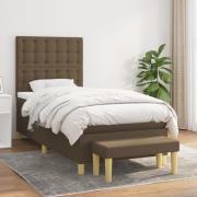 vidaXL Ramsäng med madrass mörkbrun 90x190 cm tyg