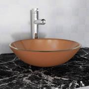 vidaXL Handfat i härdat glas 42 cm brun