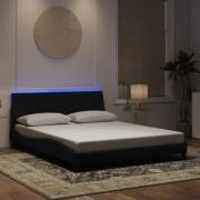 vidaXL Bed Frame with LED without Mattress "Hanko" Black 160x200 cm Ve...