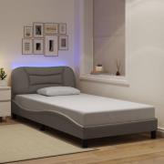 vidaXL Bed Frame with LED without Mattress "Hvar" Taupe 100x200 cm Fab...