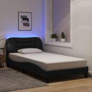 vidaXL Bed Frame with LED without Mattress "Hvar" Black 100x200 cm Fab...
