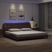 vidaXL Bed Frame with LED without Mattress "Hvar" Brown 200x200 cm