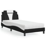 vidaXL Bed "Viana" with Mattress Black and White 80x200 cm Faux Leathe...