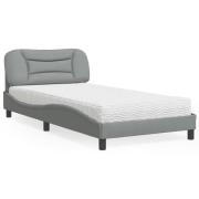 vidaXL Bed with Mattress "Hvar" Light Grey 100x200 cm Fabric