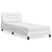 vidaXL Bed with Mattress "Hvar" White 90x200 cm Faux Leather