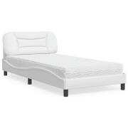 vidaXL Bed with Mattress "Hvar" White 100x200 cm Faux Leather