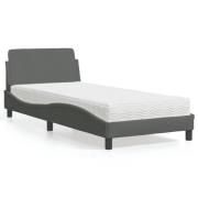 vidaXL Bed with Mattress "Dover" Dark Grey 90x200 cm Fabric