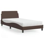 vidaXL Bed with Mattress "Dover" Brown 100x200 cm Faux Leather